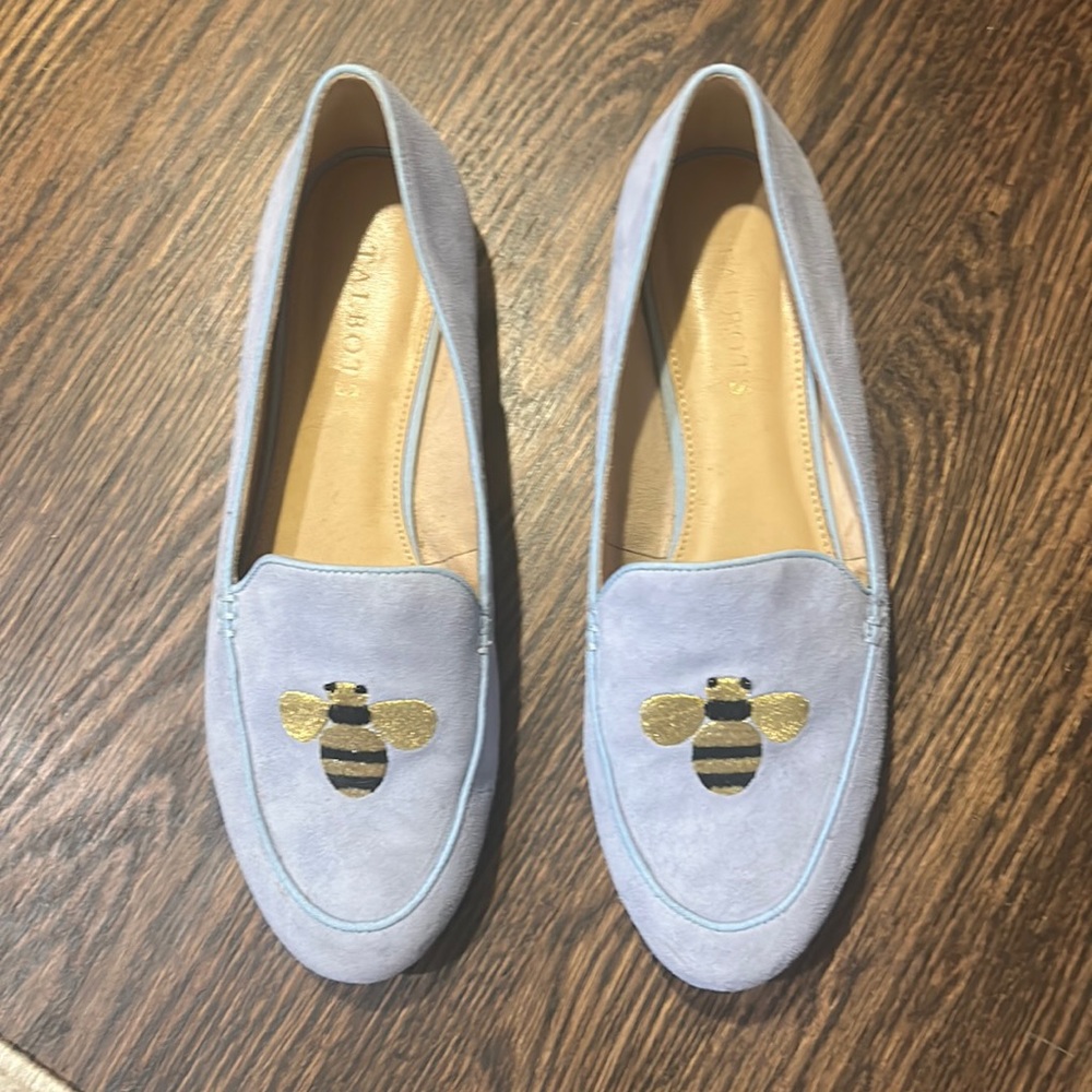 Talbots Light Blue Bee Flats